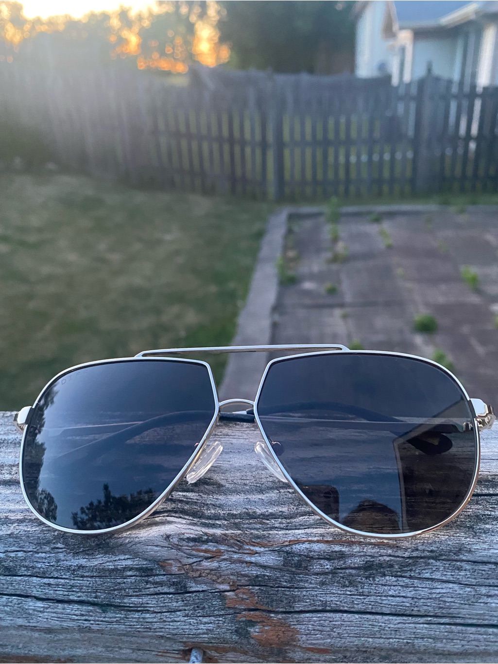 Diff Silver Aviator Women’s Sunglasses Black Lenses Summer Eyewear Travel Resort